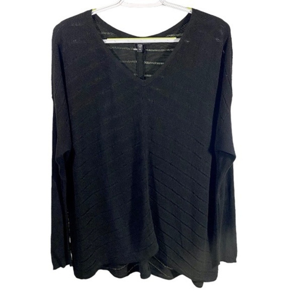 Eileen Fisher Black Semi Sheer Long Sleeve Sweater M